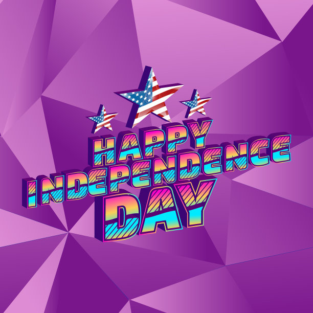 美国独立日等距标志艺术图片下载