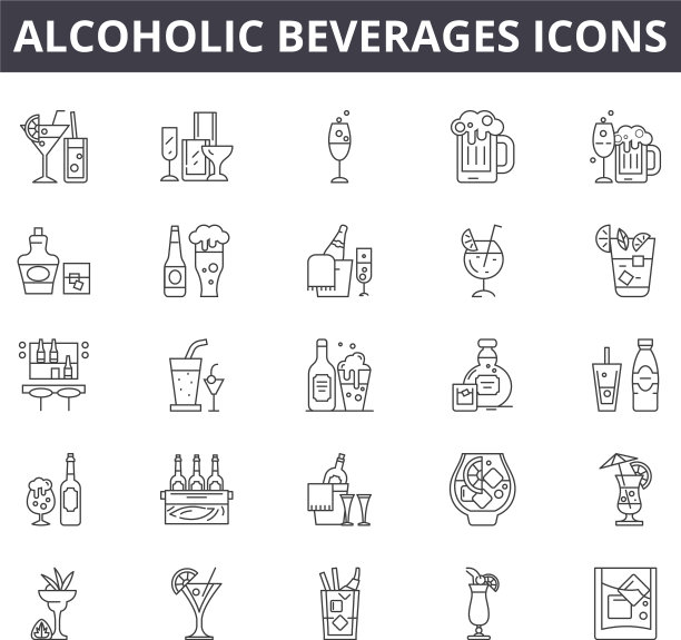 酒水网页移动端线性图标图片下载