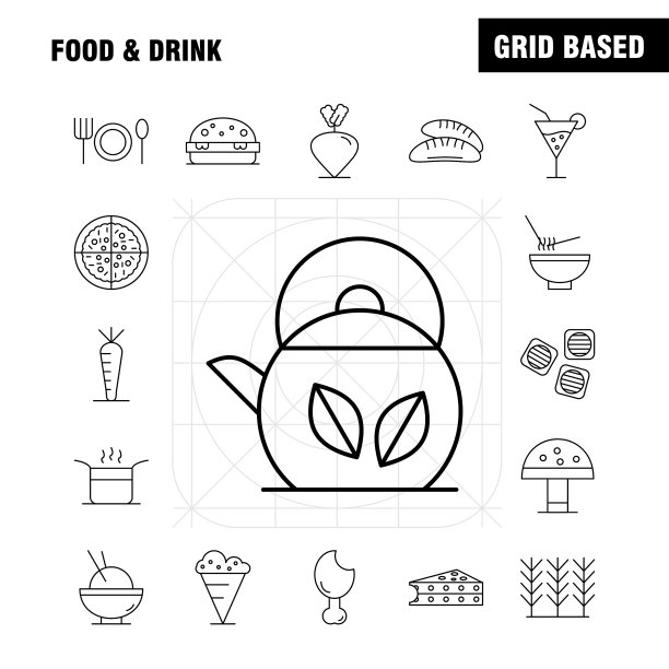 食品和饮料系列图标设置为信息图形图片下载