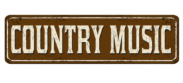 乡村音乐陈旧生锈的金属标志图片下载