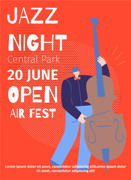 公告爵士乐之夜露天联欢扁平海报图片下载