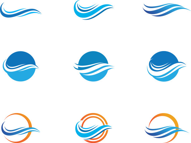水波符号和图标标志模板图片下载