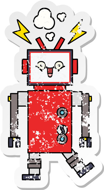 一个可爱的卡通机器人的贴纸图片下载