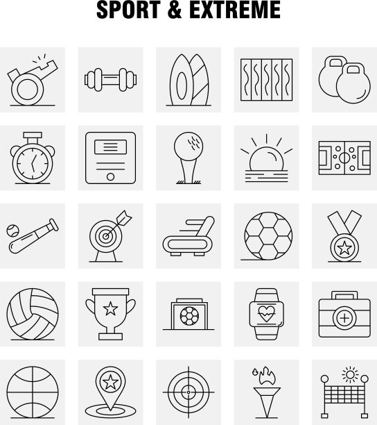 运动和极端线图标设置为信息图图片下载