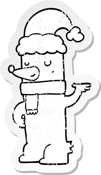 一个卡通熊穿着的破旧贴纸图片下载