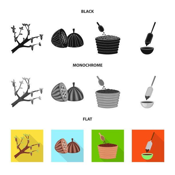 孤立对象的食物和美味的标志集图片下载