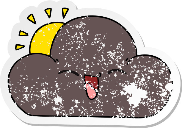 一个古怪的手绘卡通的旧贴纸图片下载