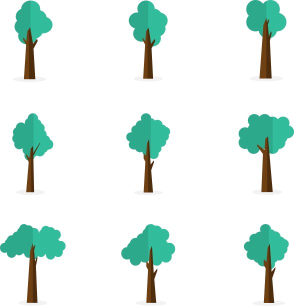 收集树木集合的库存图片下载