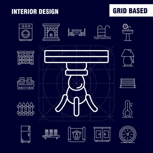 室内设计线图标设置为信息图形图片下载