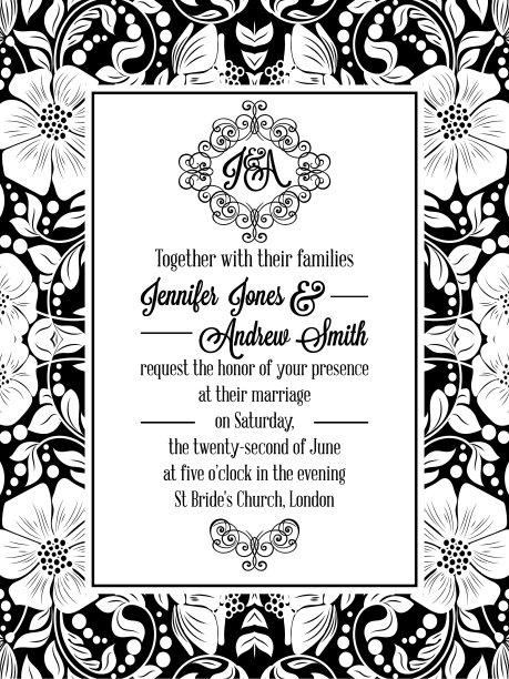 优雅的花漩涡花边图案华丽的框架图片下载