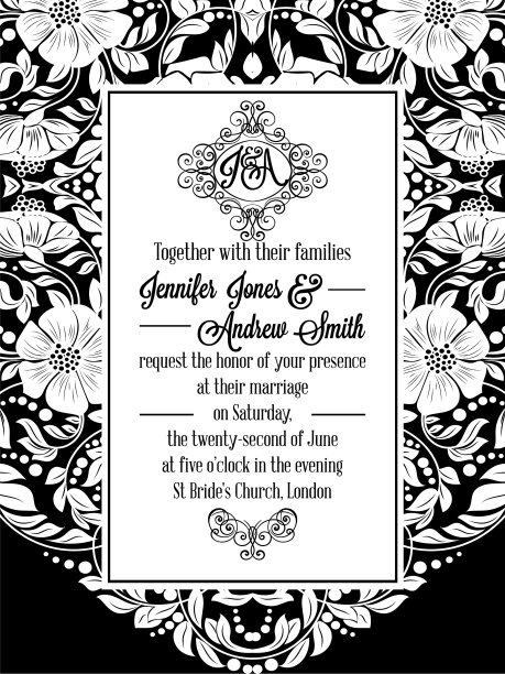 优雅的花漩涡花边图案华丽的框架图片下载