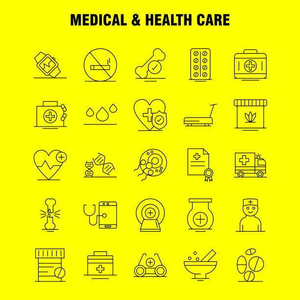 医疗和卫生保健线图标为网络印刷图片下载