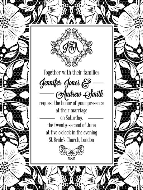 优雅的花漩涡花边图案华丽的框架图片下载