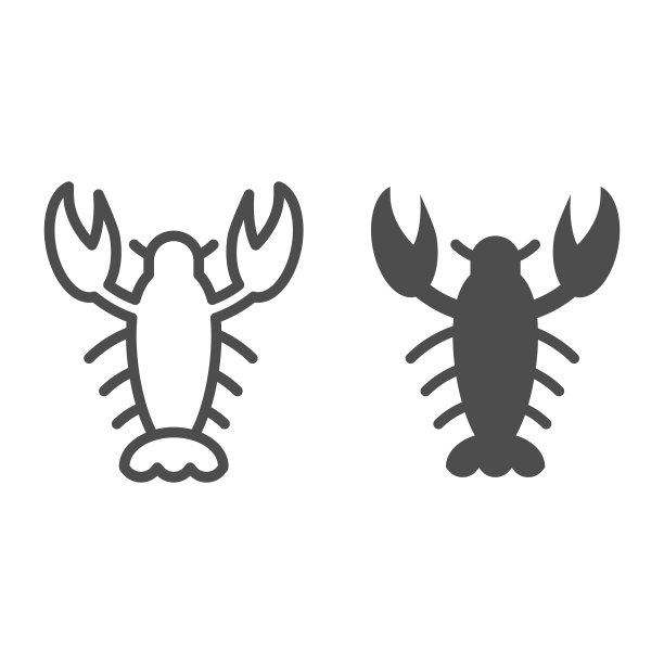 小龙虾线和字形图标小龙虾图片下载