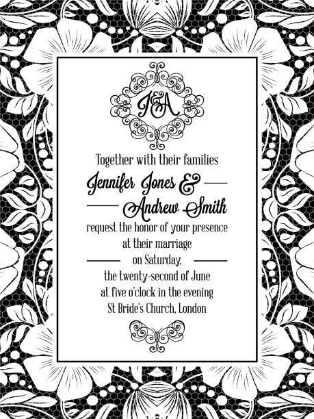 优雅的花漩涡花边图案华丽的框架图片下载