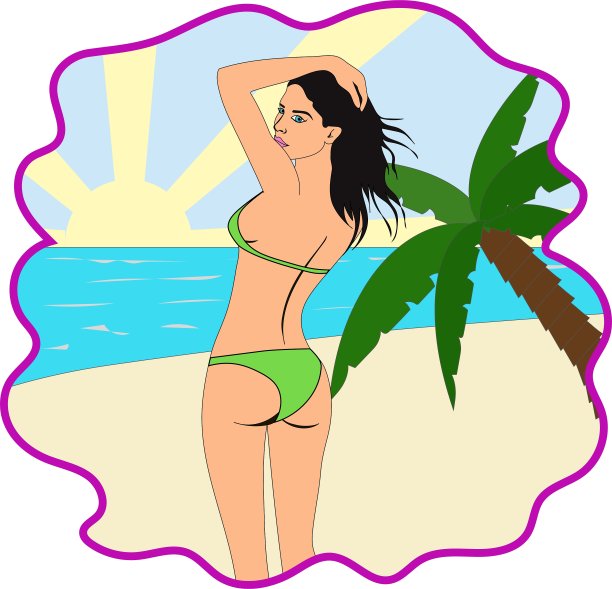 海滩上的漂亮女孩图片下载