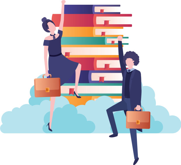 商业夫妇与书的化身角色图片下载