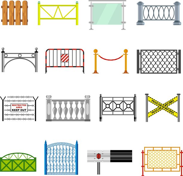 不同的击剑图标设置简单的风格图片下载