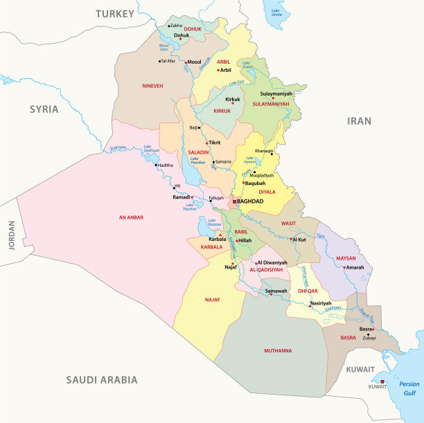 伊拉克行政区划地图图片下载