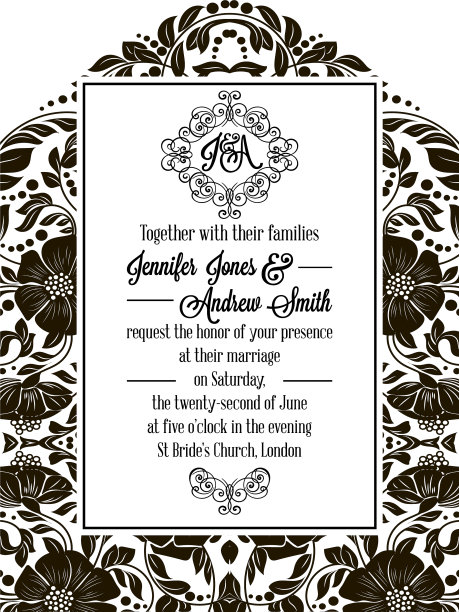 优雅的花漩涡花边图案华丽的框架图片下载