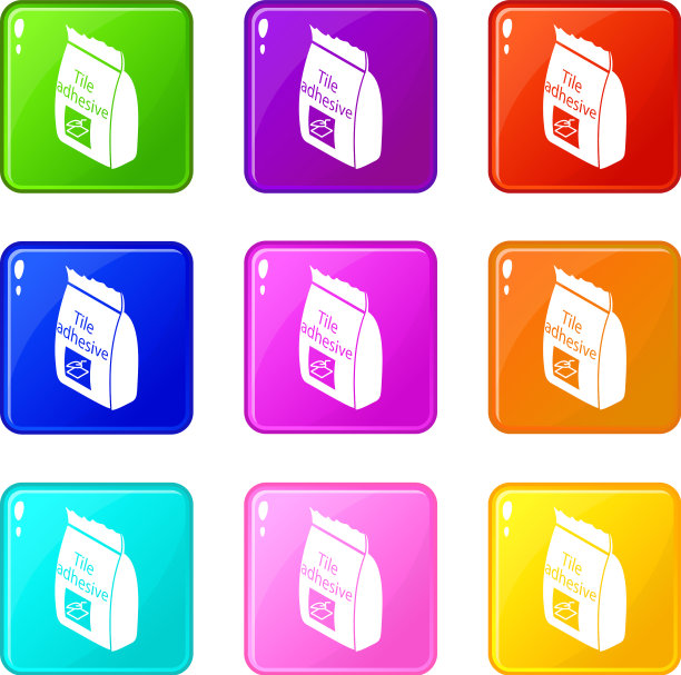 瓷砖黏贴图标集9种颜色收藏图片下载