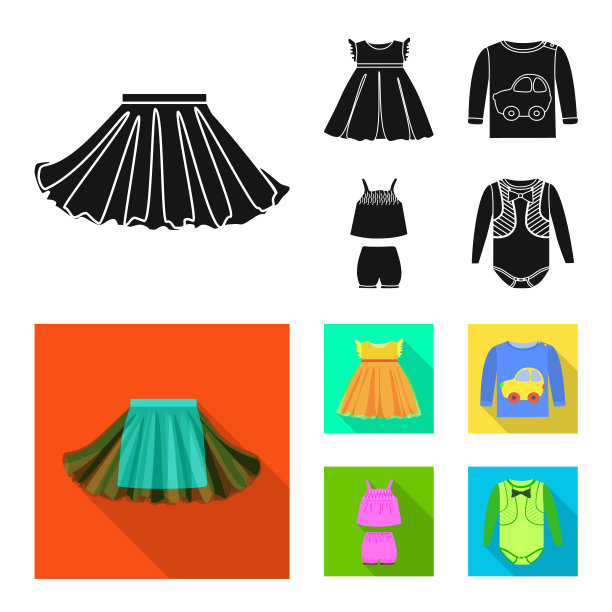 设计时装和服装标志套图片下载