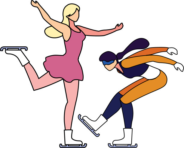 女子在白色的雪地上练习滑冰图片下载