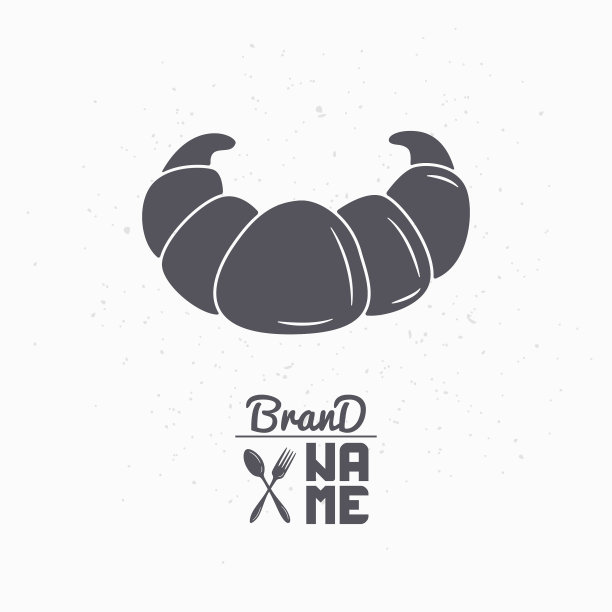 手绘牛角面包剪影图片下载