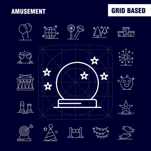 娱乐线图标为网页印刷和移动uxui图片下载