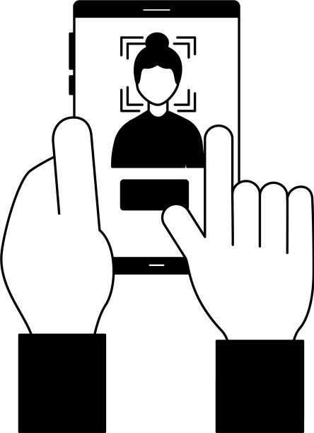 手与手机面部扫描生物识别图片下载