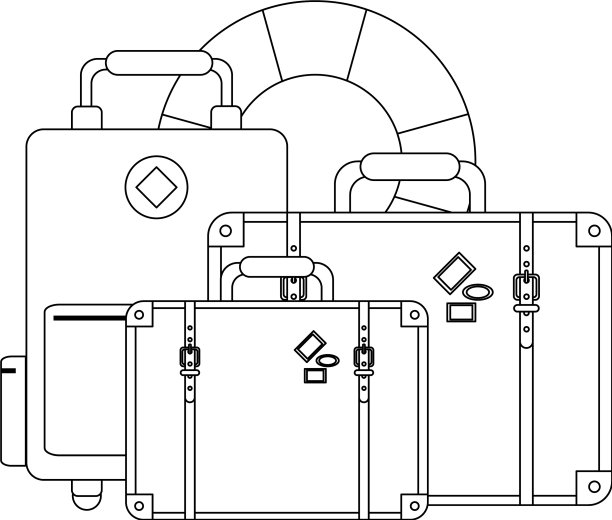 黑白两色的旅游和度假标志图片下载