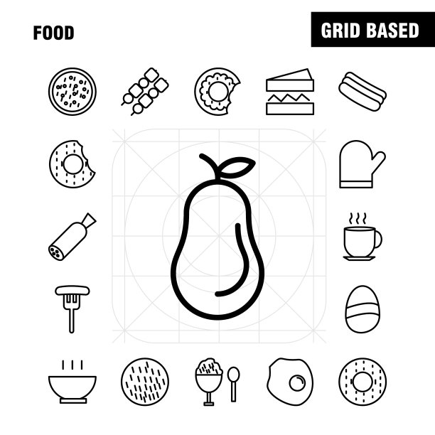 食品线图标设置为信息图形移动uxui图片下载