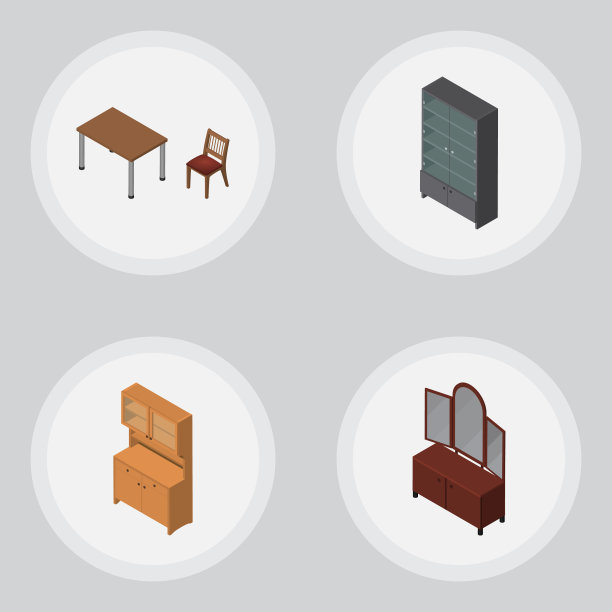 等距家具一套椅子餐具柜图片下载