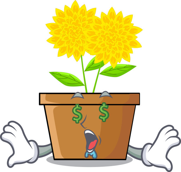 钱眼大丽花在人物花盆中图片下载