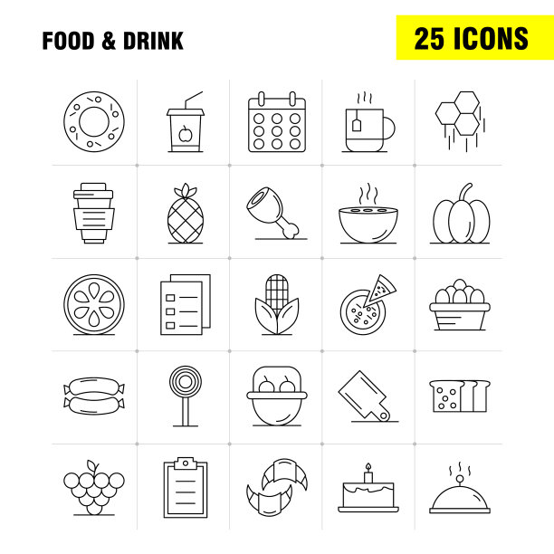 食品和饮料系列图标设置为信息图形图片下载