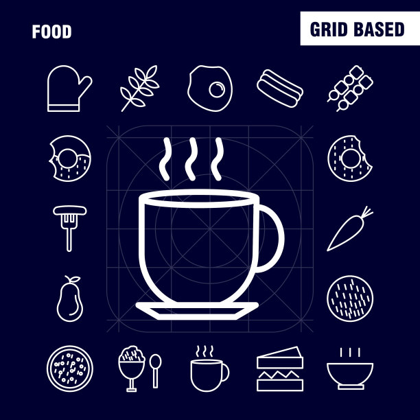 食品线图标设置为信息图形移动uxui图片下载