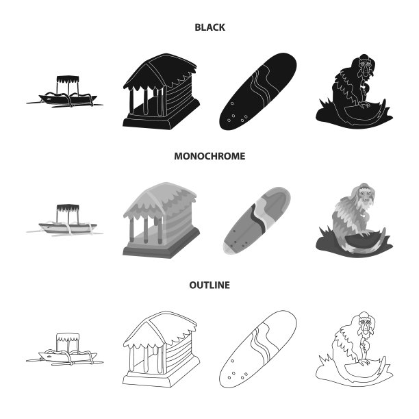 孤立的旅游对象和旅游标志集图片下载