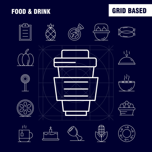 食品和饮料系列图标设置为信息图形图片下载