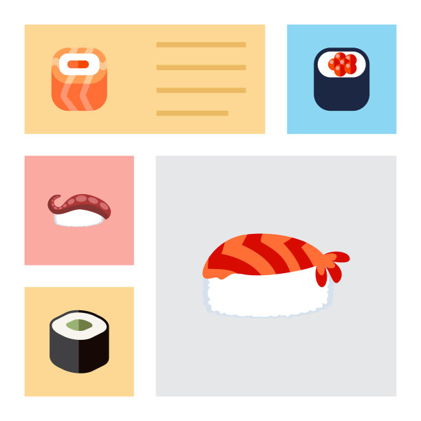 平面图标maki套美食吃生鱼片和图片下载