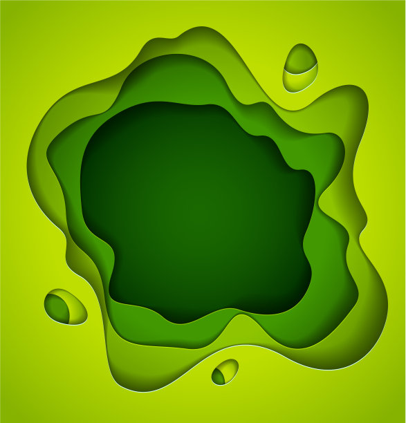 3d抽象绿色背景与剪纸图片下载