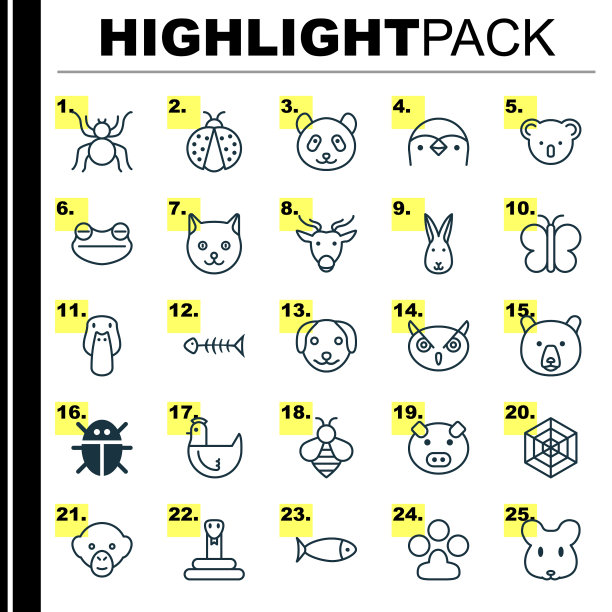 动物图标集合蟾蜍有袋动物图片下载