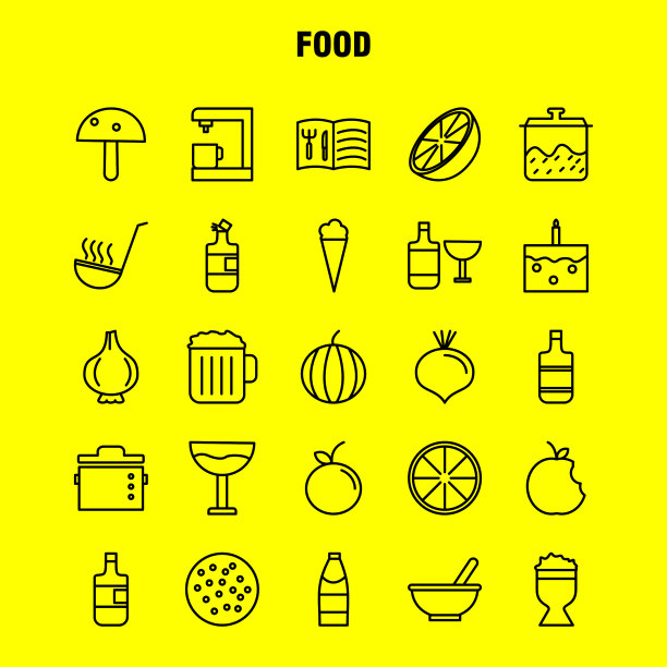 食品线图标设置为信息图形移动uxui图片下载