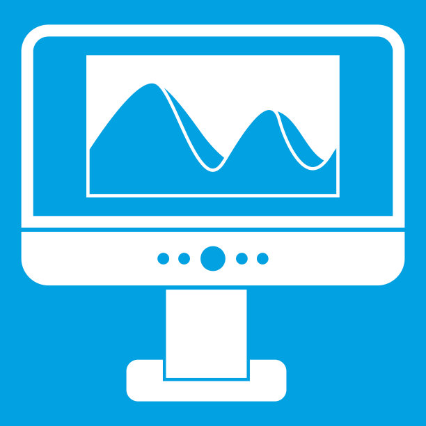 电脑显示器上有照片，屏幕上有白色图标图片下载