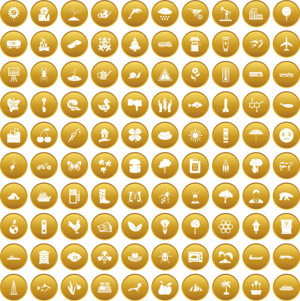 100个全球变暖图标成为金牌图片下载