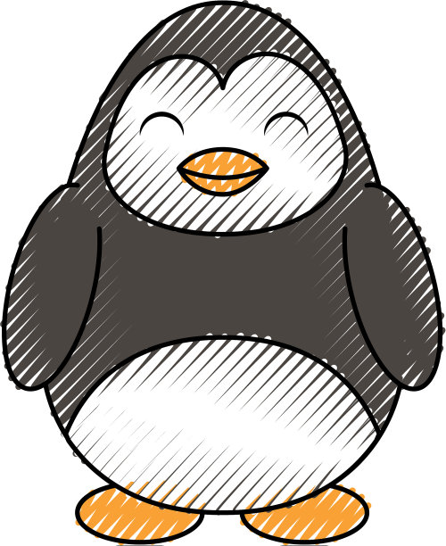 可爱的涂鸦企鹅卡通图片下载