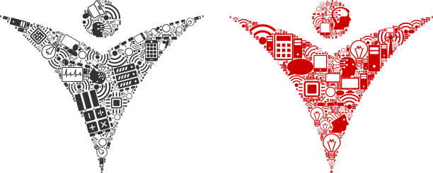 未来男人拼贴大数据图标图片下载