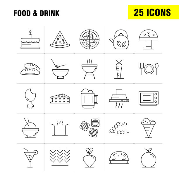 食品和饮料系列图标设置为信息图形图片下载