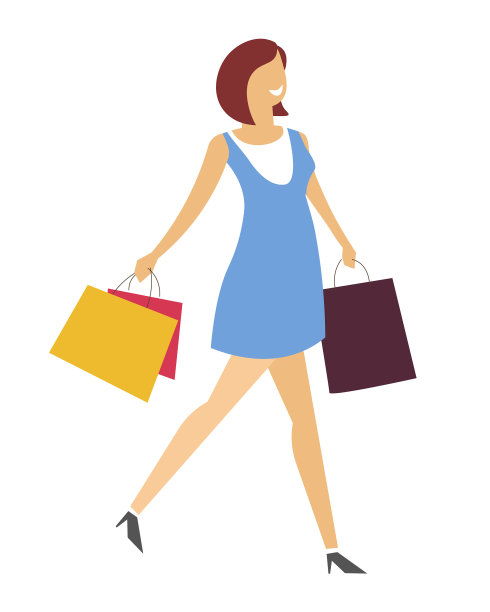 拿着购物袋的女人穿着裙子走着图片下载