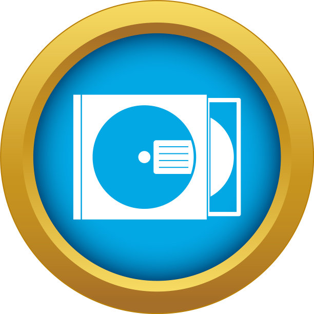 CD盒与光盘图标蓝色隔离图片下载