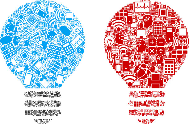 大数据的灯泡拼贴图标图片下载